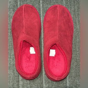 Women's Red Suede Slip-On Comfort Slippers